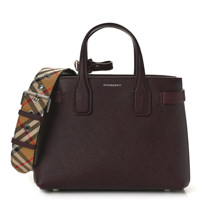 Burberry Derby Calfskin House Check Small Banner Tote Mahogany Red 1 of 9
