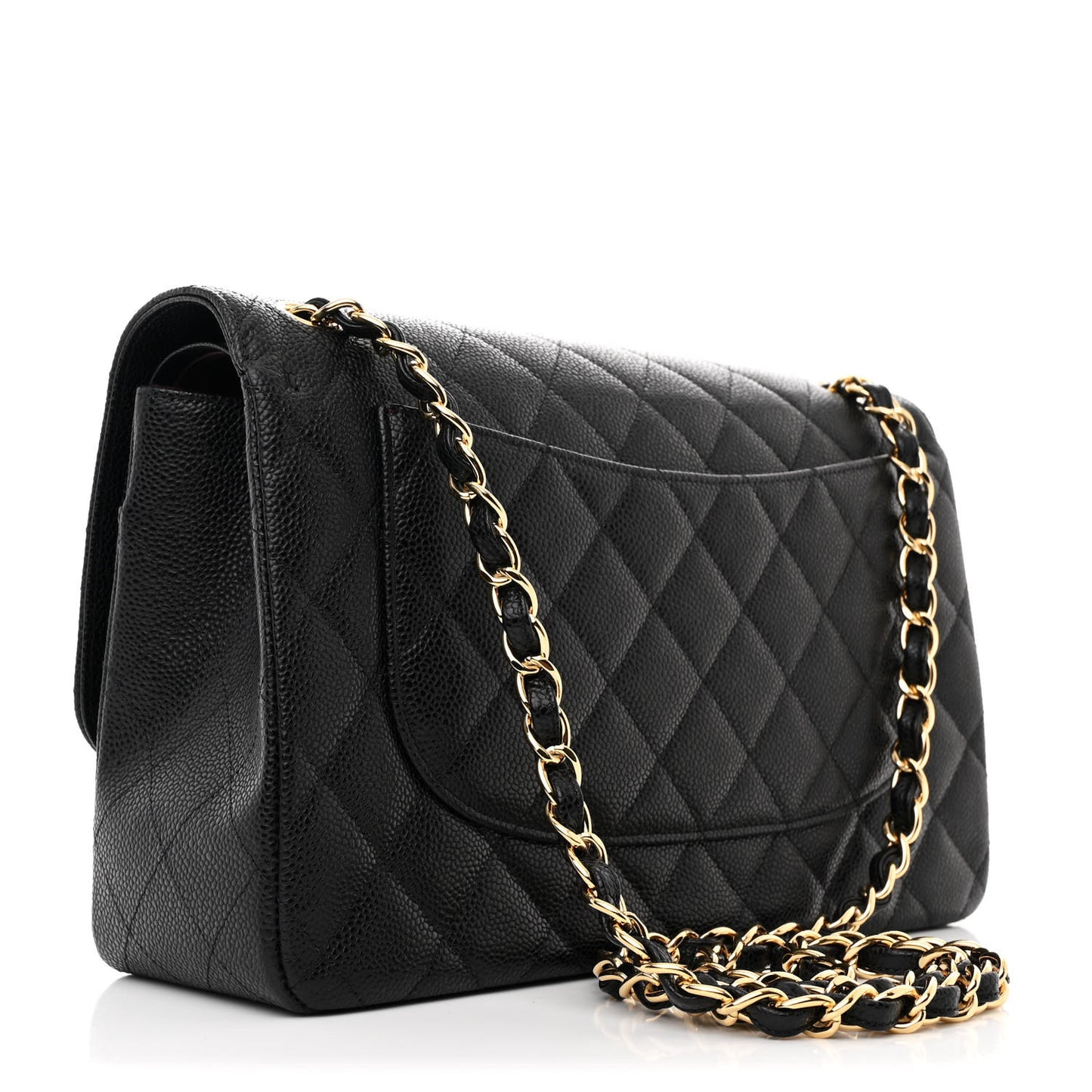 Caviar Quilted Jumbo Double Flap Black