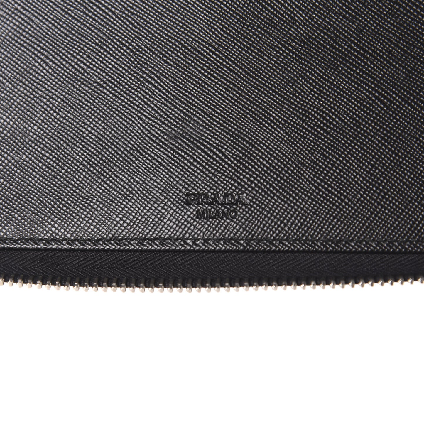Saffiano Metal Large Zip Around Travel Wallet Black