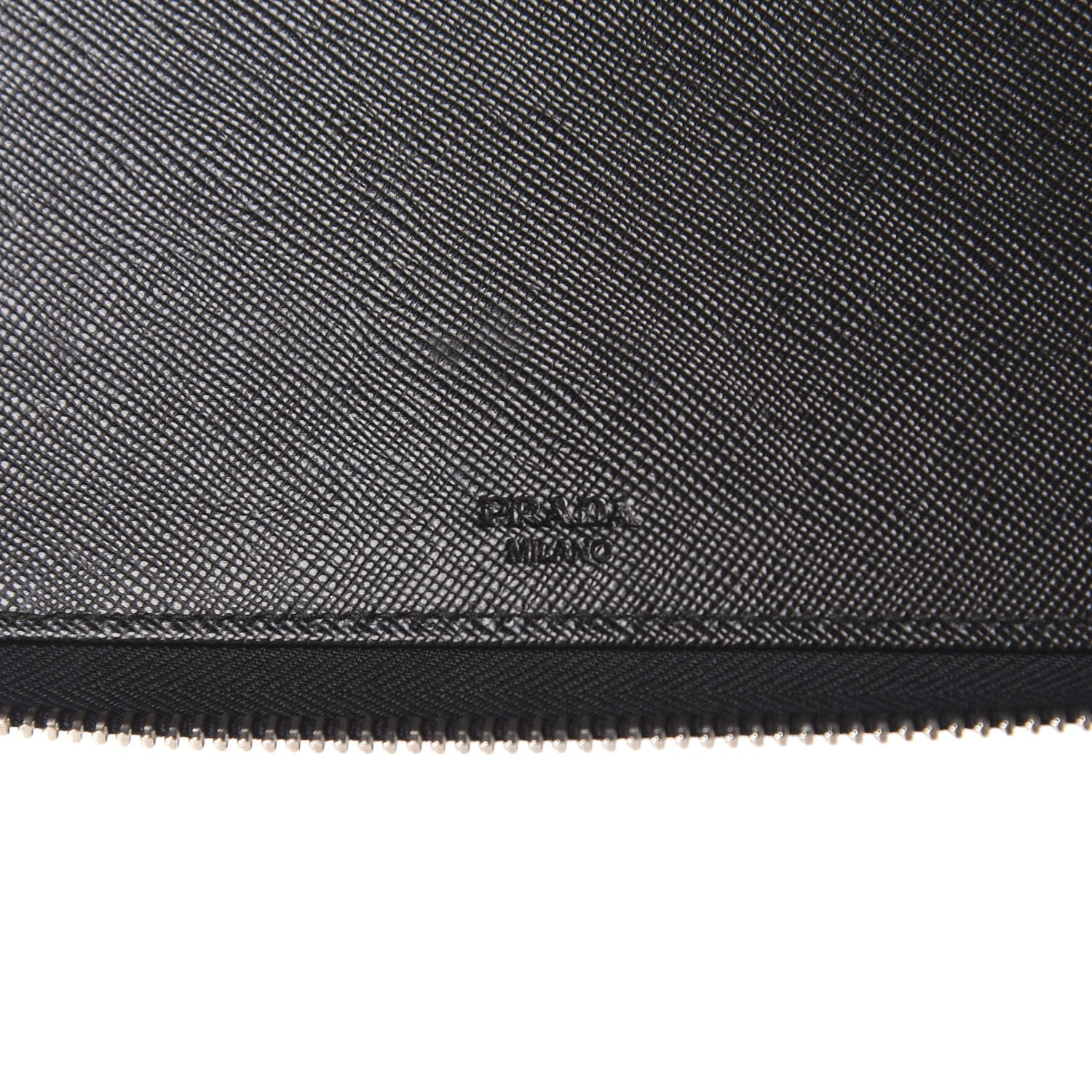 Prada Saffiano Metal Large Zip Around Travel Wallet Black 6 of 10