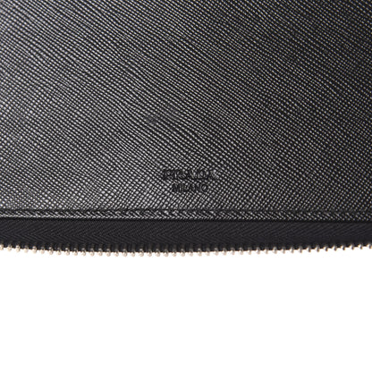 Prada Saffiano Metal Large Zip Around Travel Wallet Black 6 of 10