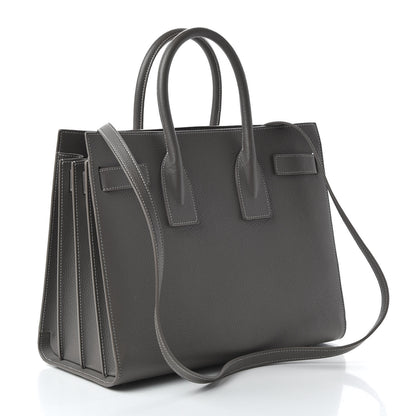 Saint Laurent Grained Calfskin Topstitch Small Sac De Jour Grey 4 of 13