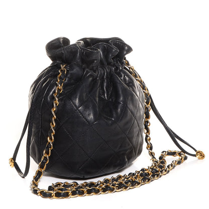 Chanel Lambskin Drawstring Pouch Bag Black 3 of 8