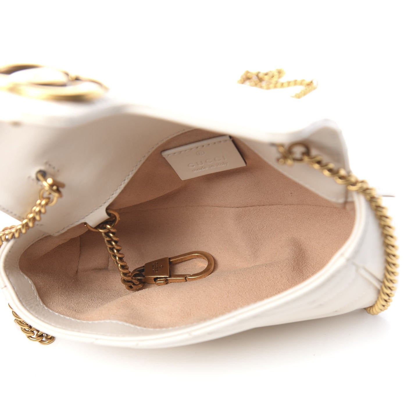 Calfskin Matelasse Super Mini GG Marmont Shoulder Bag White
