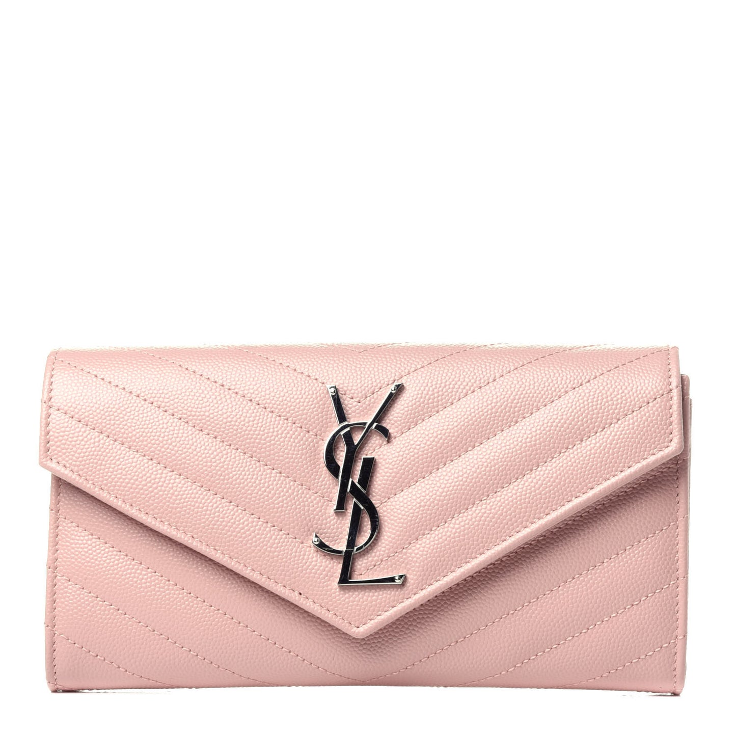 Grain De Poudre Matelasse Chevron Monogram Flap Wallet Pale Pink
