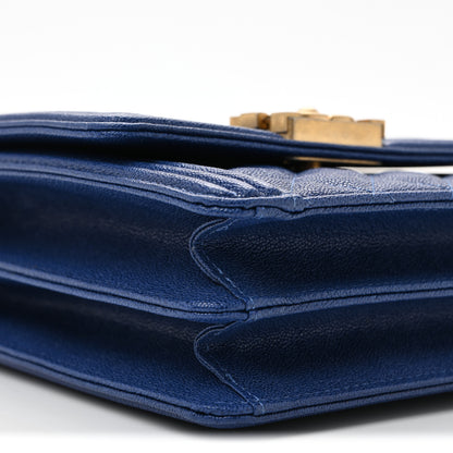 Chanel Caviar Quilted North South Boy Flap Blue 9 of 10