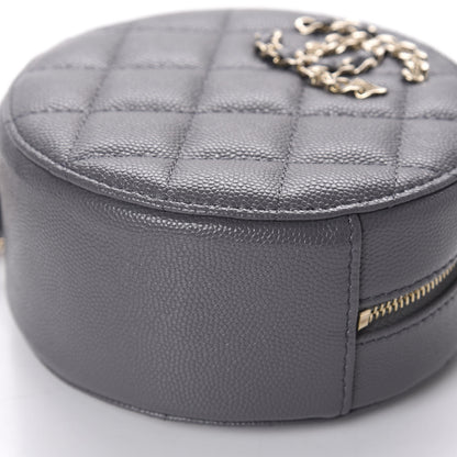 Chanel Caviar Quilted French New Wave Round Clutch With Chain Grey 6 of 10