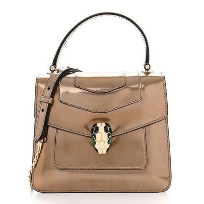 Bulgari Metallic Calfskin Serpenti Forever Top Handle Bronze 3 of 10