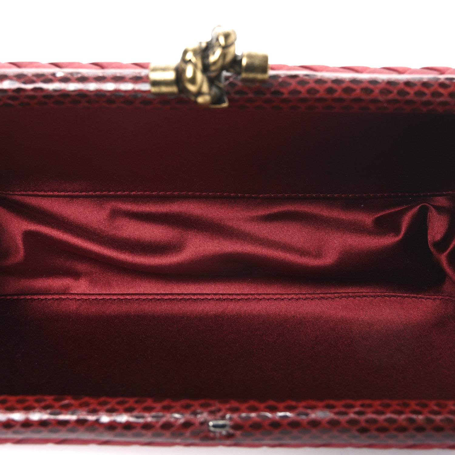 Bottega Veneta Satin Intreccio Impero Snakeskin Stretch Knot Clutch Red 5 of 8