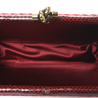 Bottega Veneta Satin Intreccio Impero Snakeskin Stretch Knot Clutch Red 5 of 8