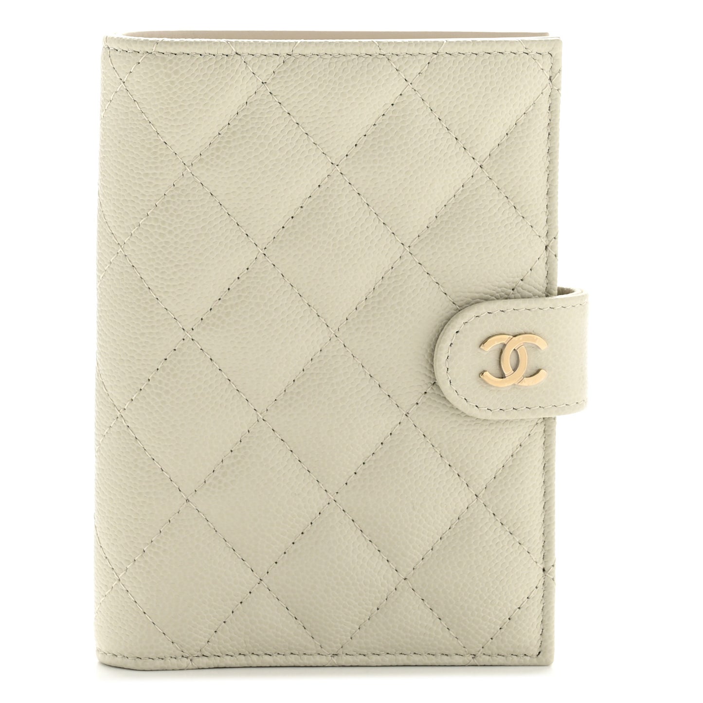 Caviar Quilted Passport Holder Light Grey