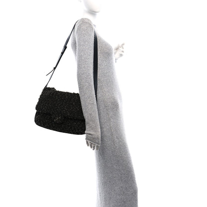 Chanel Tweed Maxi Single Flap Black Grey 2 of 11