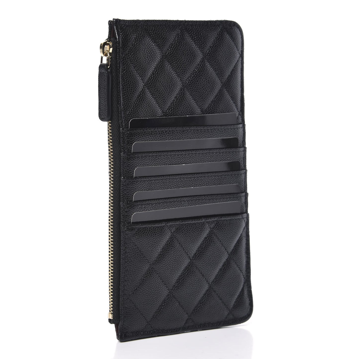 Caviar Quilted Classic Flat Wallet Pouch Black