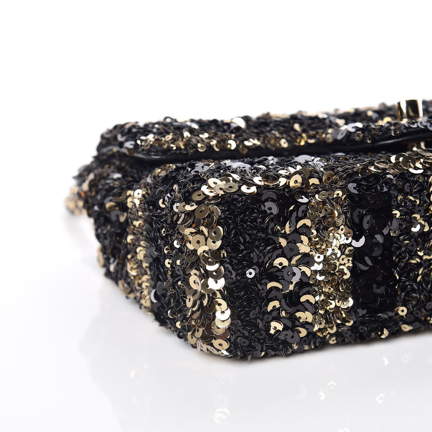 Sequin Classic Mini Flap Black Gold