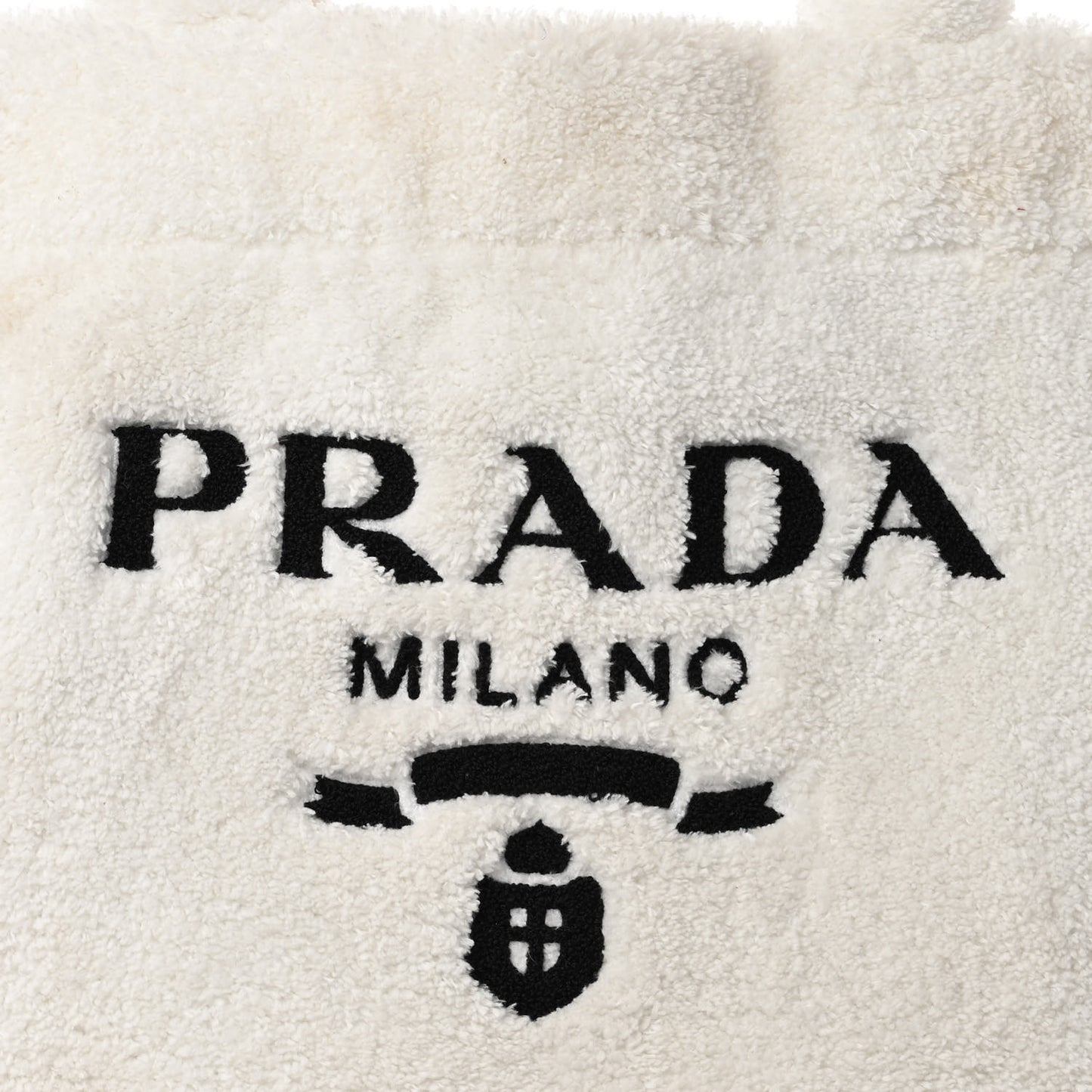 Terry Cloth Tote Bag White Black