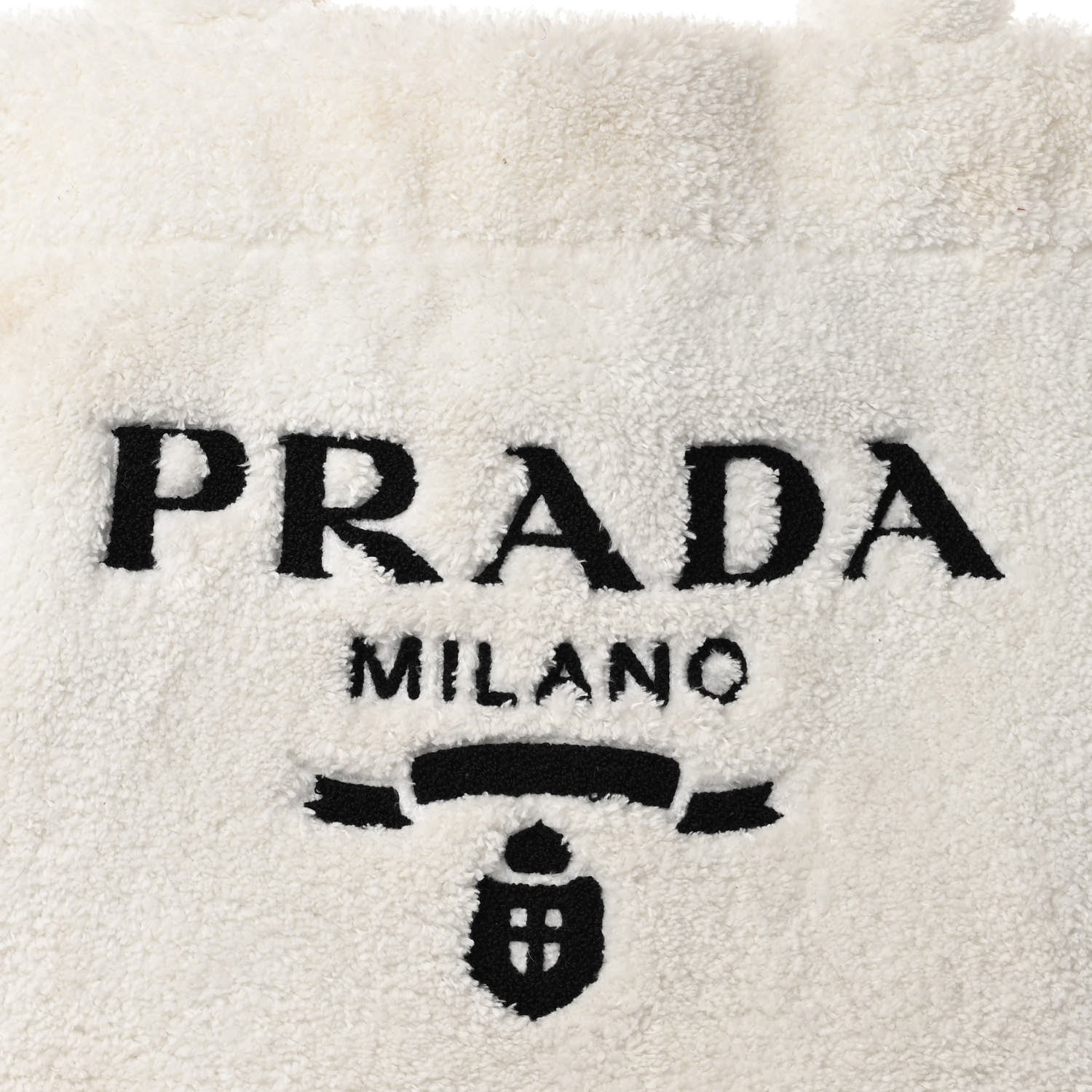 Prada Terry Cloth Tote Bag White Black 7 of 8