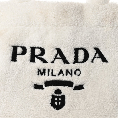 Prada Terry Cloth Tote Bag White Black 7 of 8
