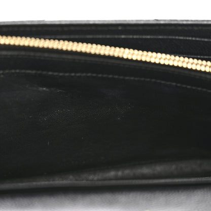 Saint Laurent Grain De Poudre Matelasse Chevron Monogram Chain Wallet Black 12 of 14