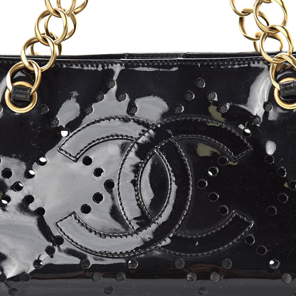 Chanel Patent Perforated CC Shopping Tote Black 8 of 21