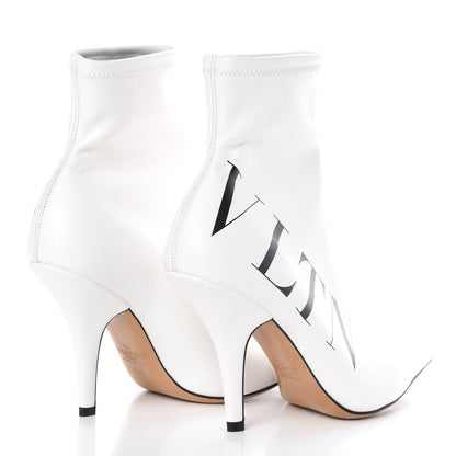 Valentino Garavani Eco Leather VLTN 100mm Sock Booties 36.5 White Black 4 of 6