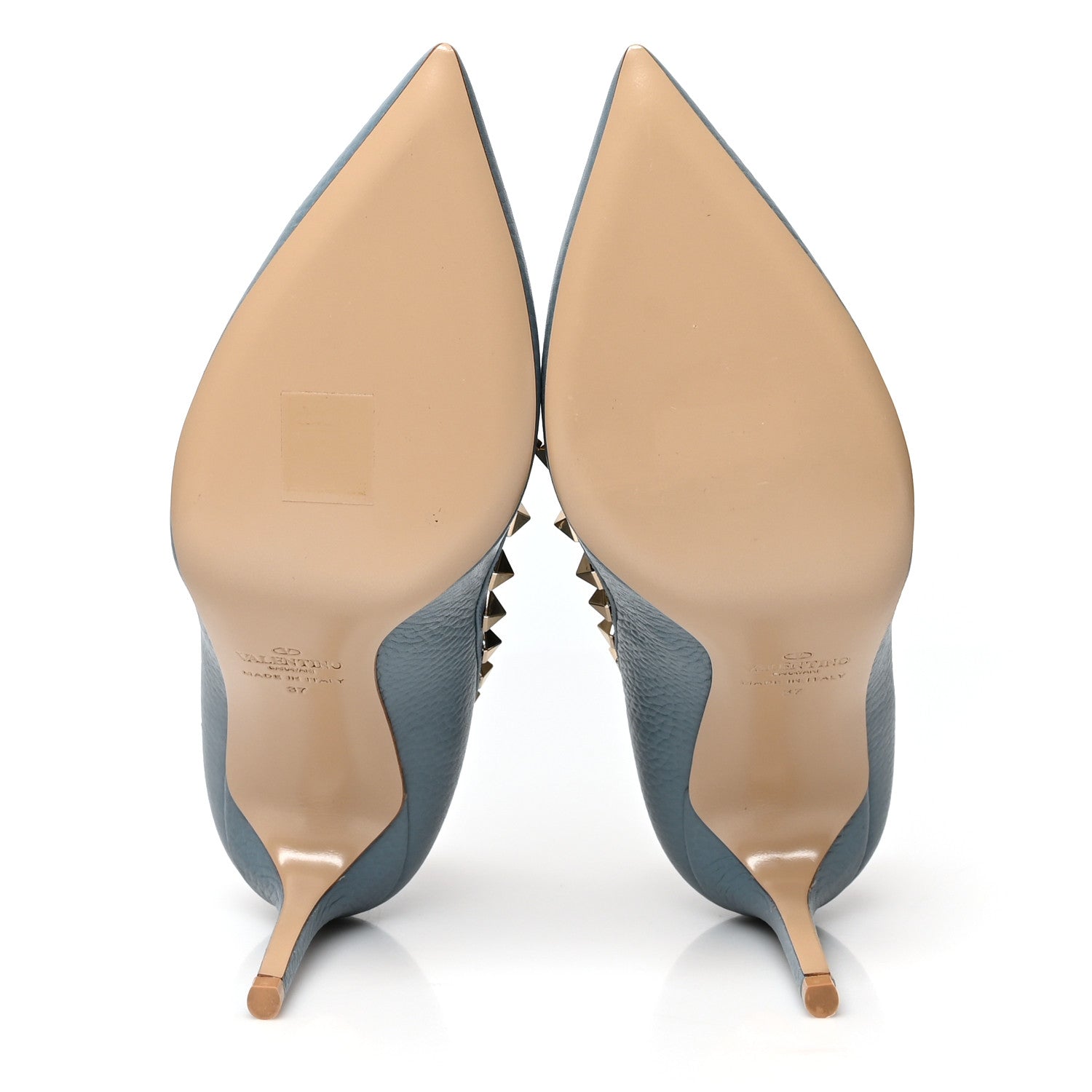Valentino Garavani Pebbled Calfskin Rockstud 85mm Pumps 37 Light