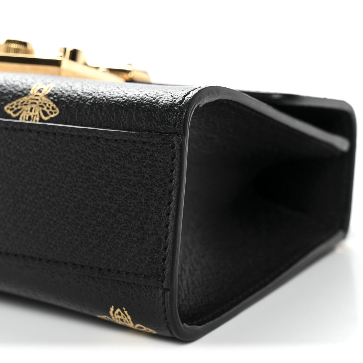 Gucci Grained Calfskin Bee Star Small Padlock Shoulder Bag Black 10 of 13