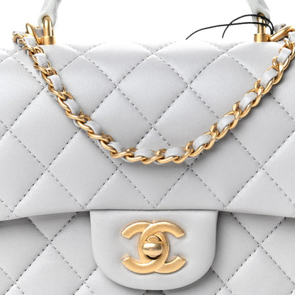 Chanel Lambskin Quilted Mini Top Handle Rectangular Flap Grey 10 of 12
