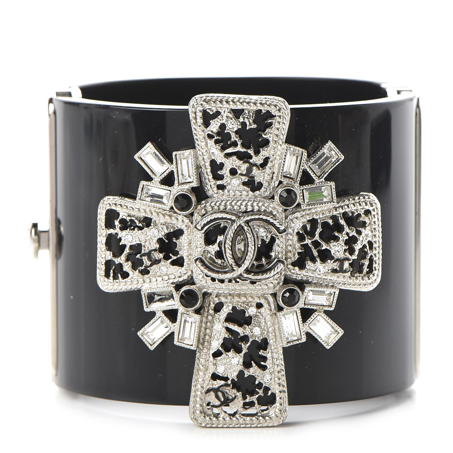 Resin Crystal CC Cross Cuff Black