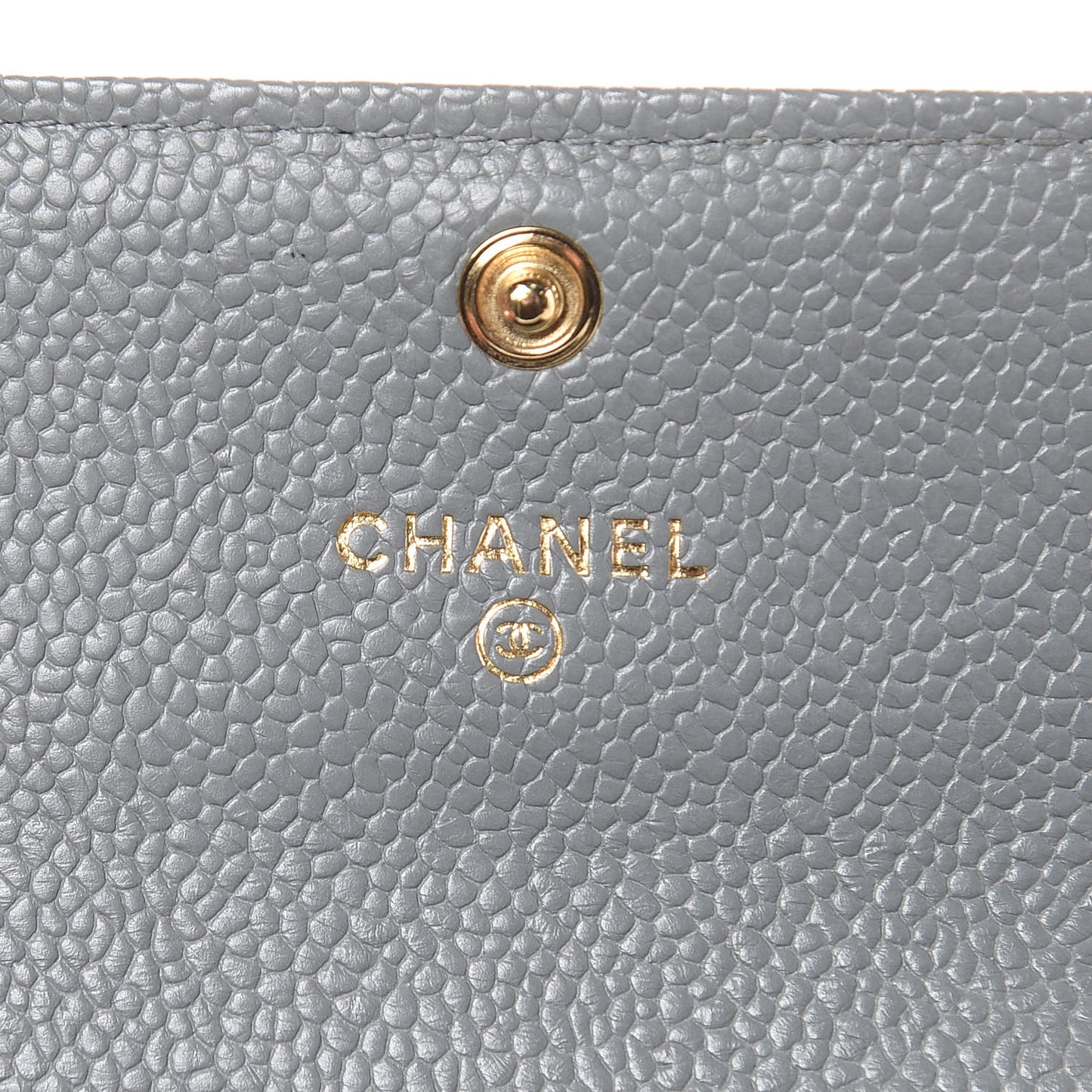 Caviar Quilted Boy Flap Card Holder Wallet Grey