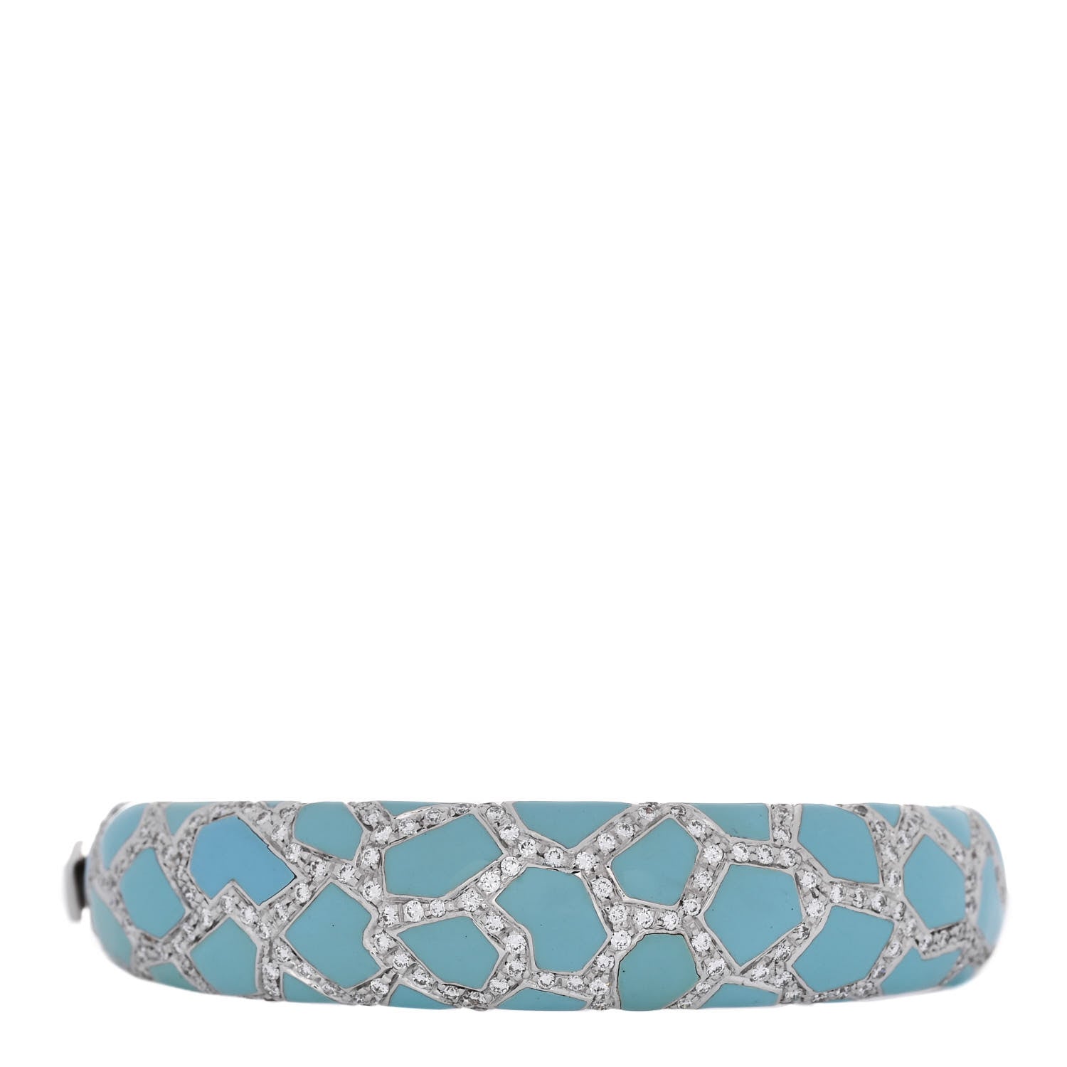 Roberto Coin 18K White Gold Diamond Enamel Bangle Bracelet Blue 1 of 3