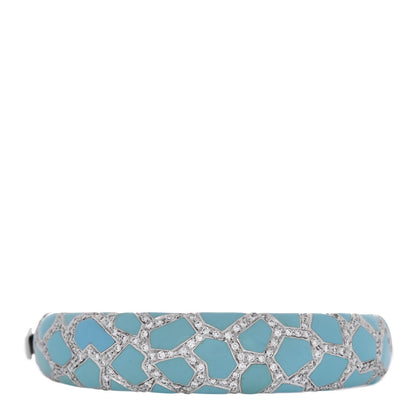 Roberto Coin 18K White Gold Diamond Enamel Bangle Bracelet Blue 1 of 3