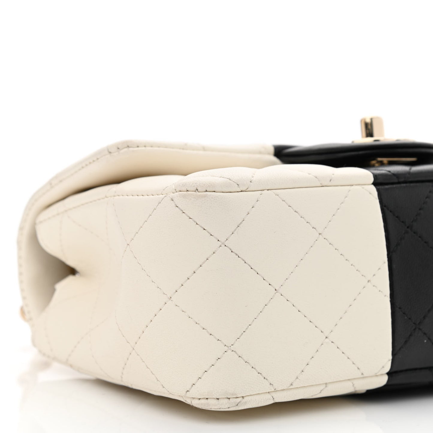 Lambskin Quilted Mini Rectangular Flap White Black