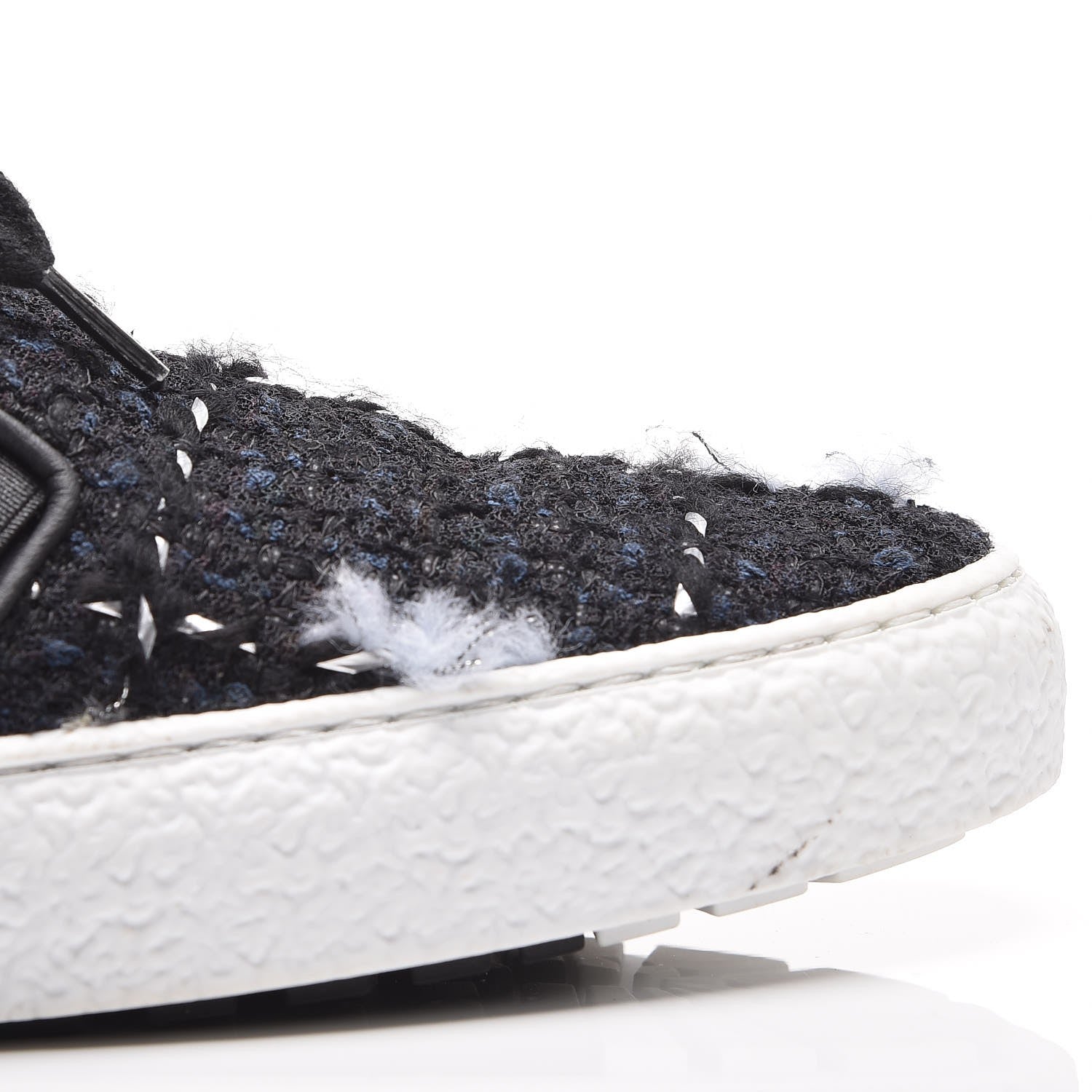Chanel Suede Tweed Sneakers 38 Black 14 of 15