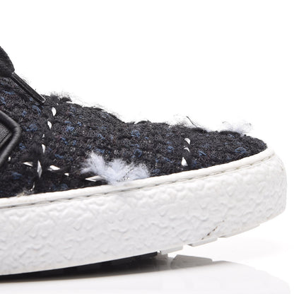 Chanel Suede Tweed Sneakers 38 Black 14 of 15
