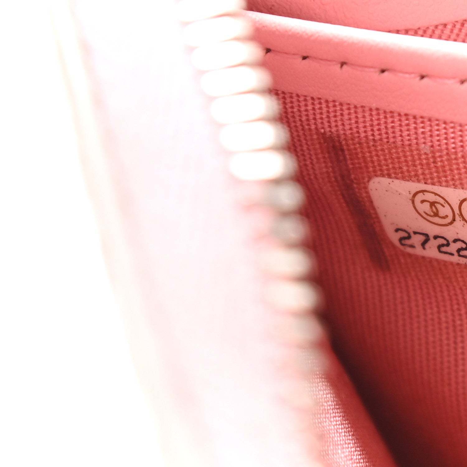 Chanel Caviar Quilted Stripe Filigree Zip Around Wallet Pink White 8 of 12