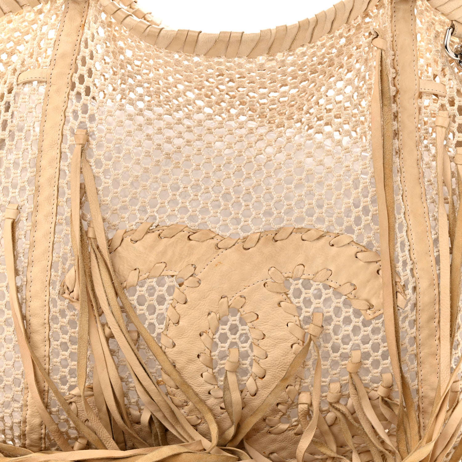 Chanel Calfskin Fringe Large La Madrague Tote Dark White 8 of 10