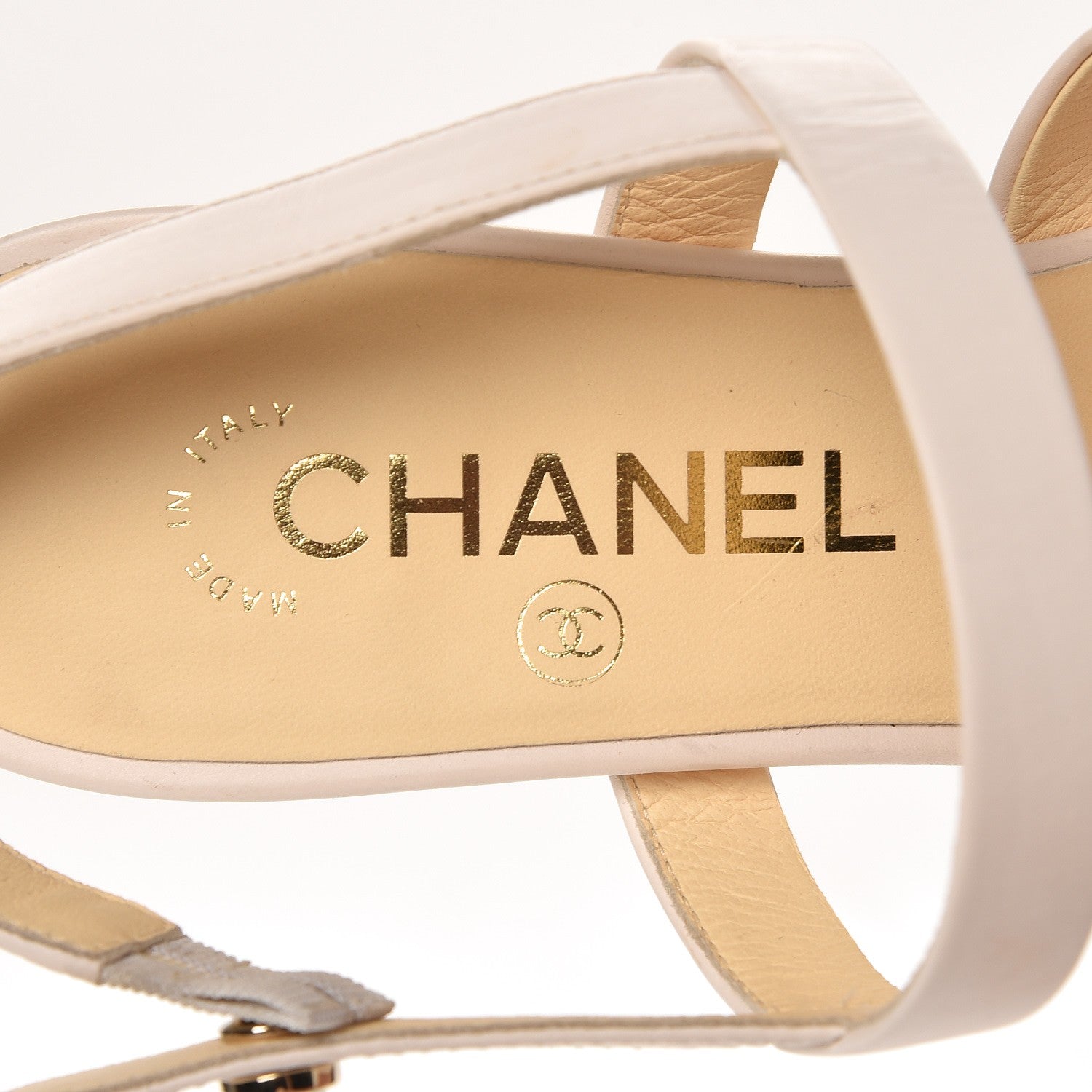 Chanel Calfskin Pearl Strappy Sandals 37 White 6 of 11