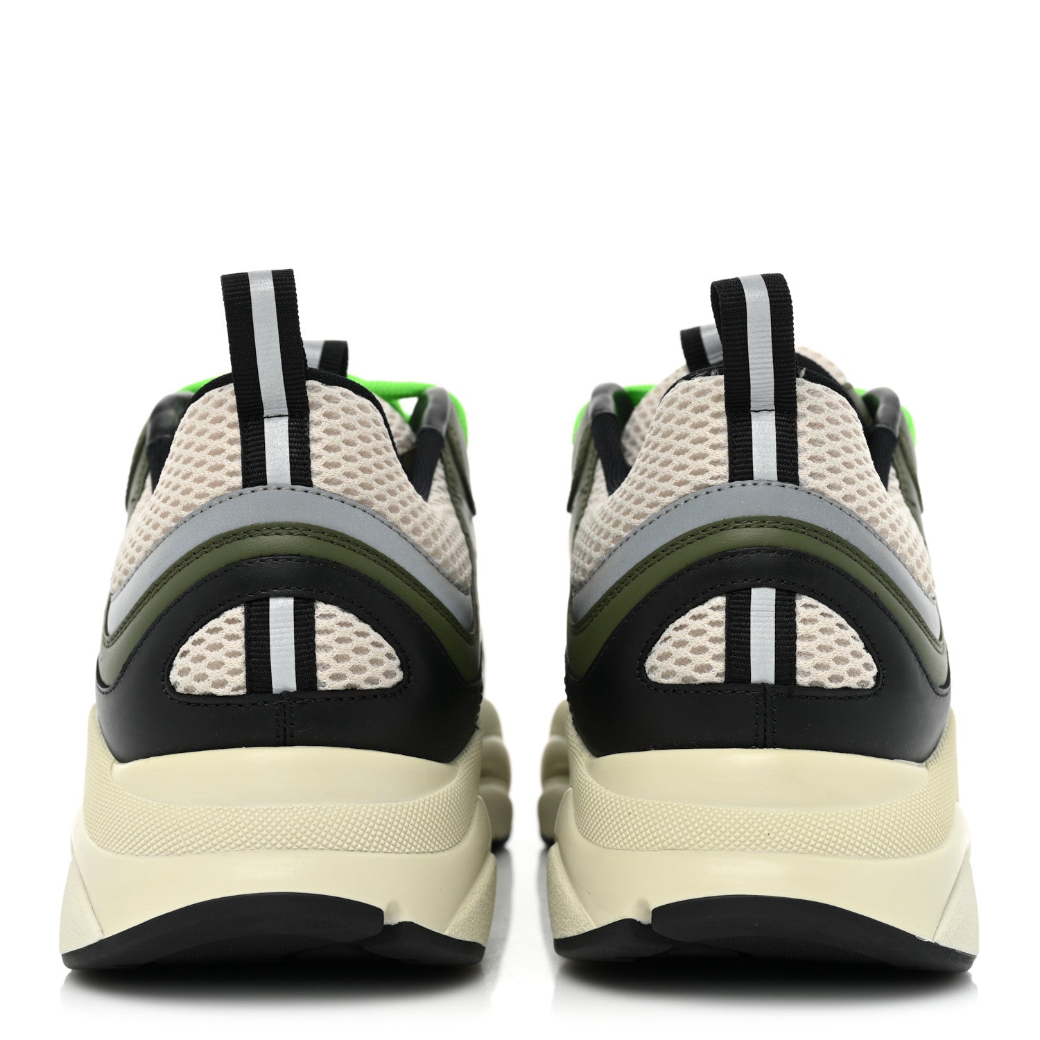 Christian Dior Technical Mesh Calfskin Mens B22 Sneakers 44 Olive Green Black Grey White 4 of 10