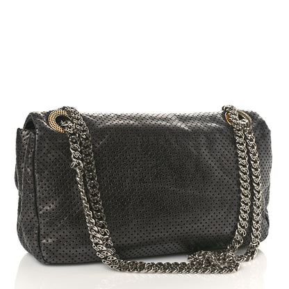 Chanel Metallic Crackled Calfskin Large Perforated Drill Flap Black 3 of 8