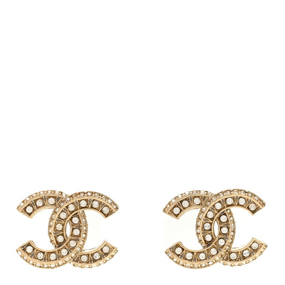 Chanel Crystal Timeless CC Earrings Light Gold 1 of 5