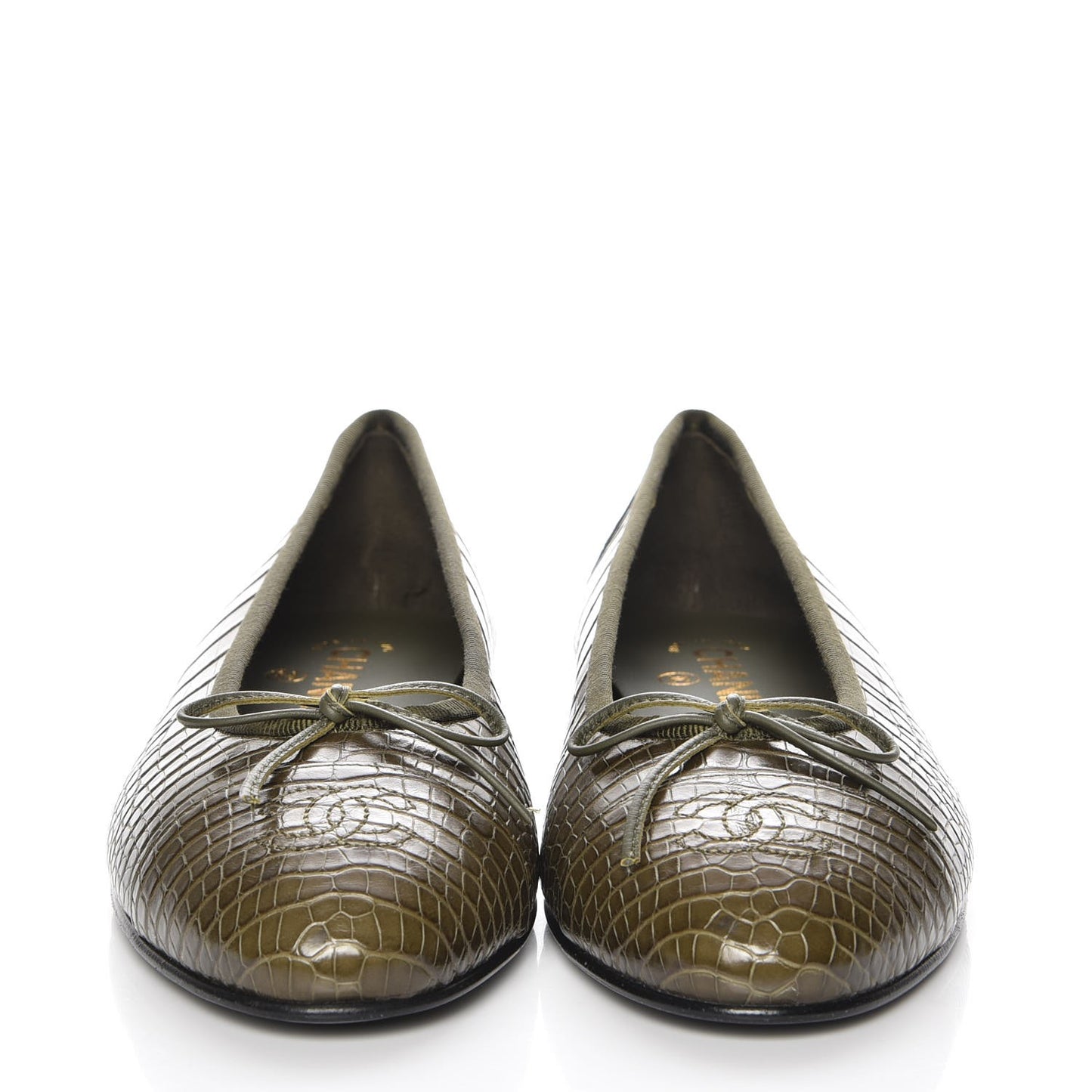 Alligator CC Cap Toe Ballerina Flats 39 Khaki