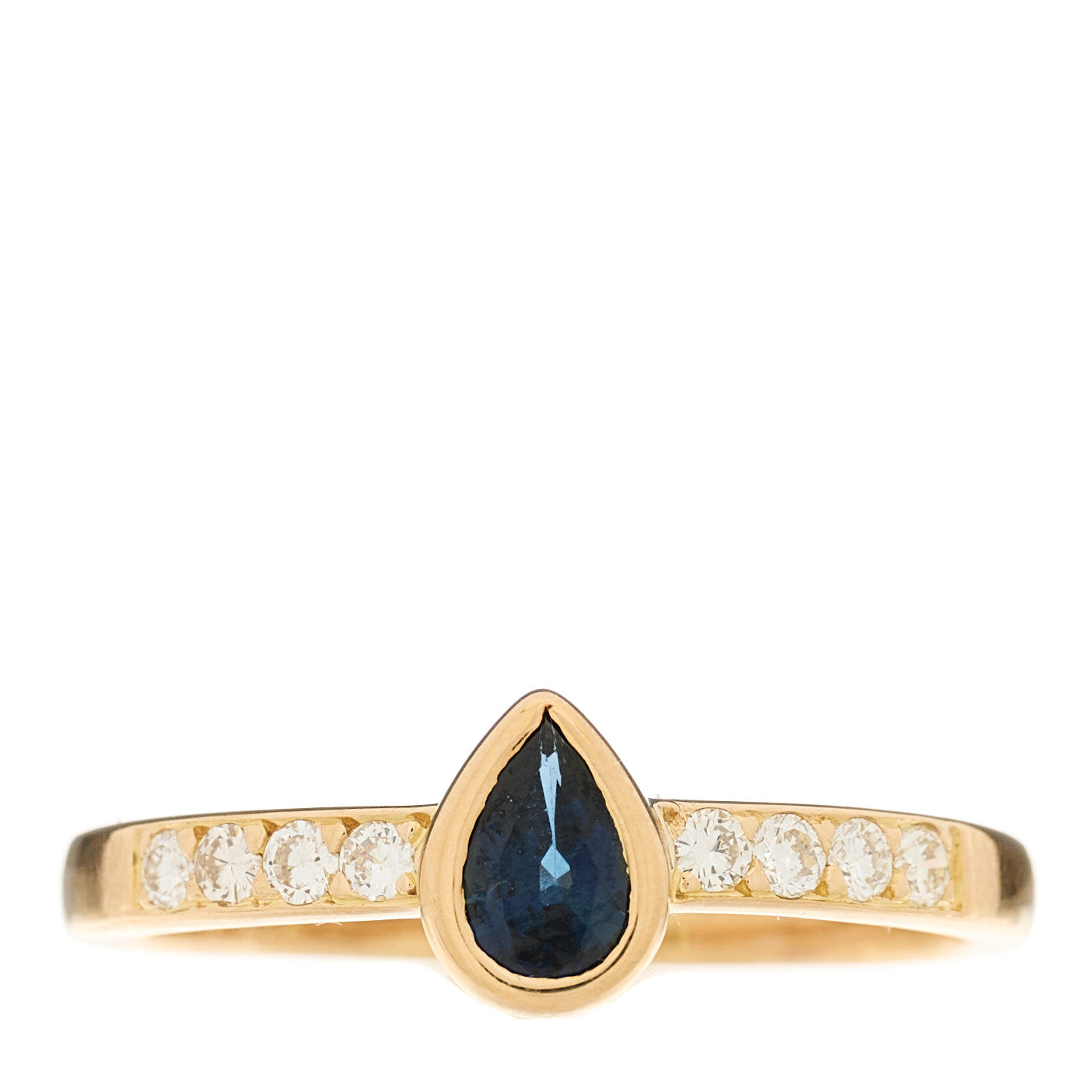 18K Yellow Gold Blue Sapphire Diamond Ring 56 7.75