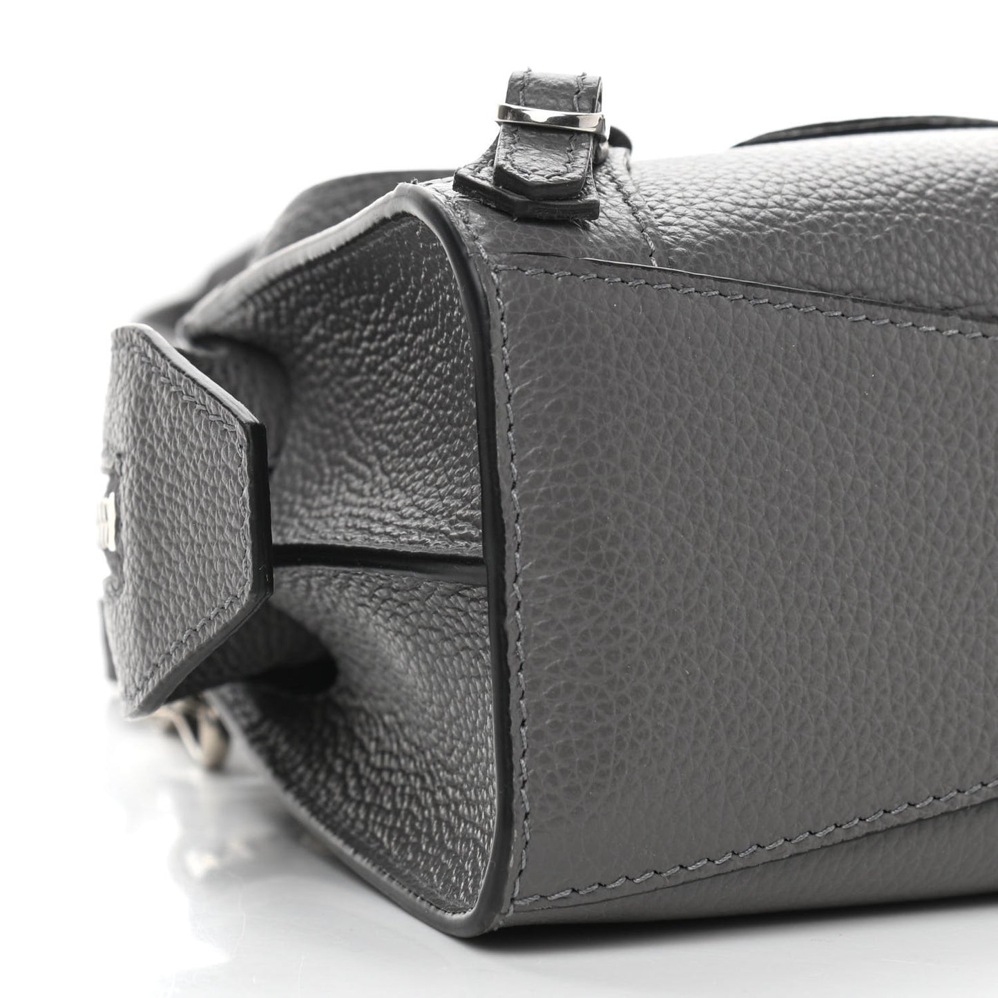 Grained Calfskin Neo Classic Silver Hardware Nano City Crossbody Dark Grey