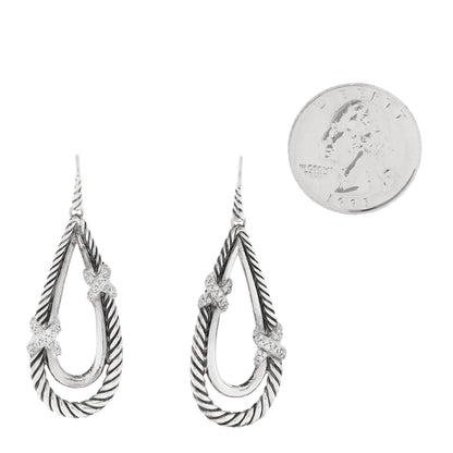 David Yurman Sterling Silver Diamond X Drop Earrings 2 of 4