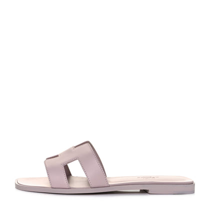 Hermes Box Calfskin Oran Sandals 37 Rose Pale 1 of 9