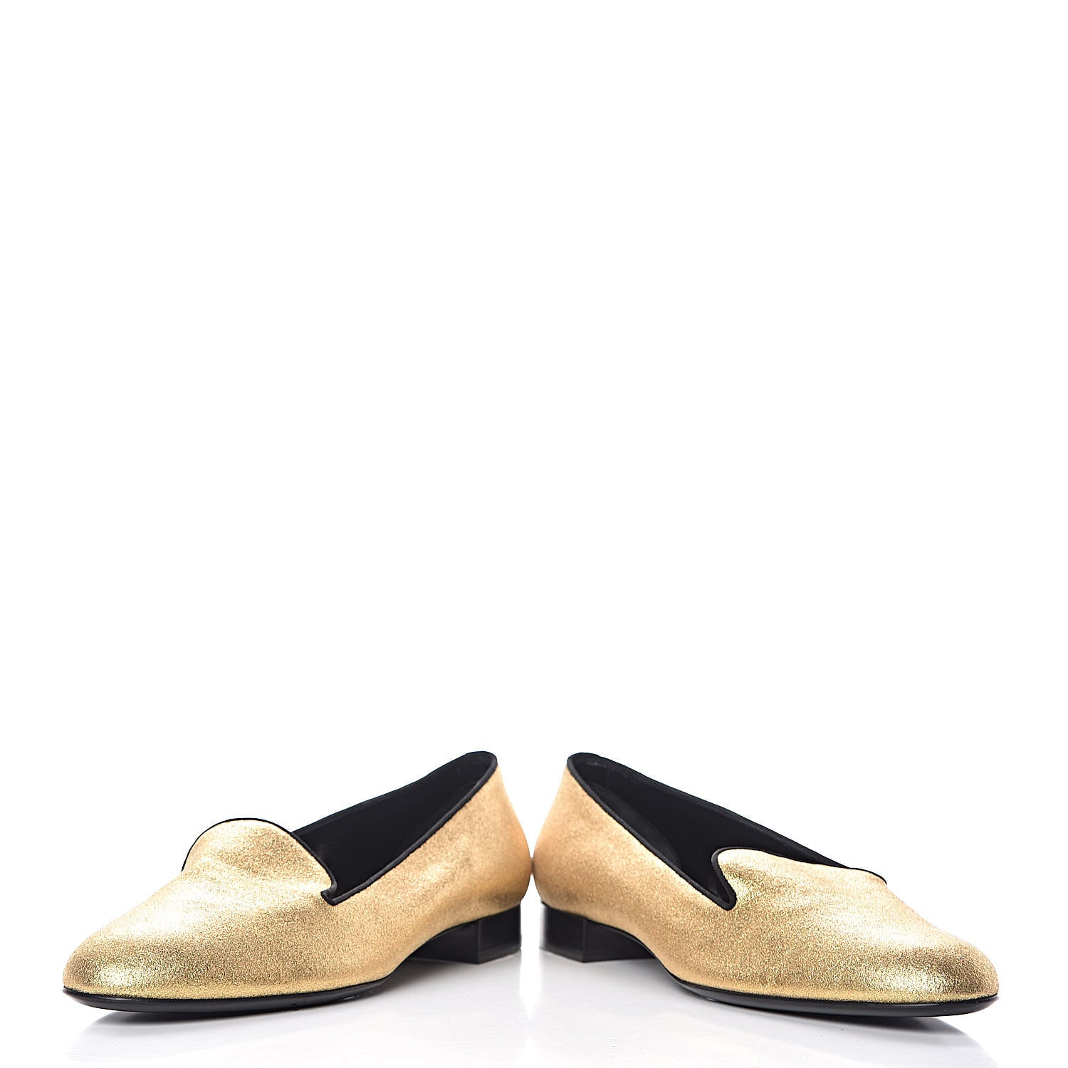 Saint Laurent Metallic Calfskin Smoking Slipper Flat Loafers 38 Gold 6 of 14