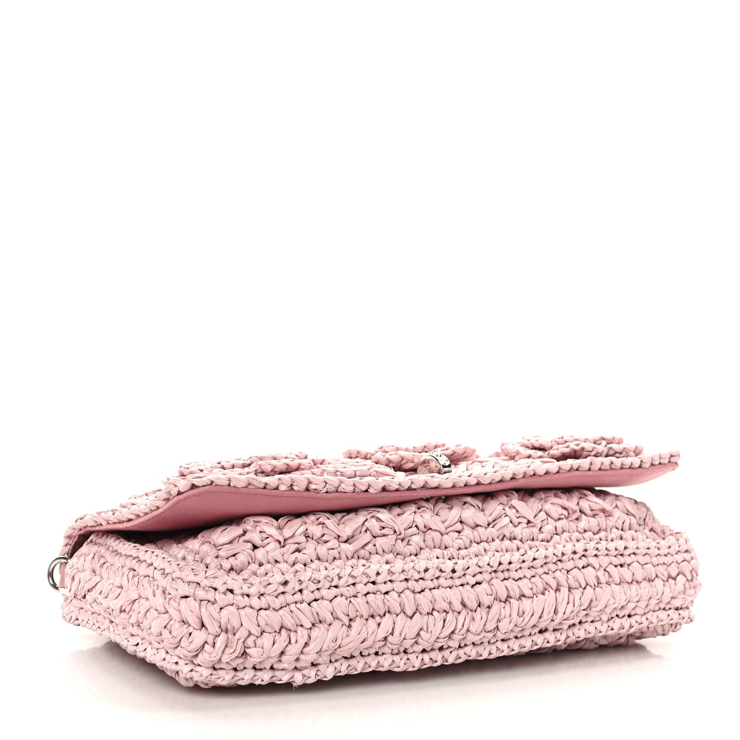 Miu Miu Raffia Crystal Flap Clutch Pink 4 of 8