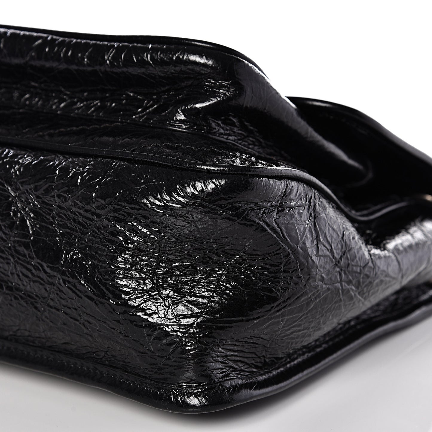 Crinkled Calfskin Matelasse Monogram Medium Niki Chain Satchel Black