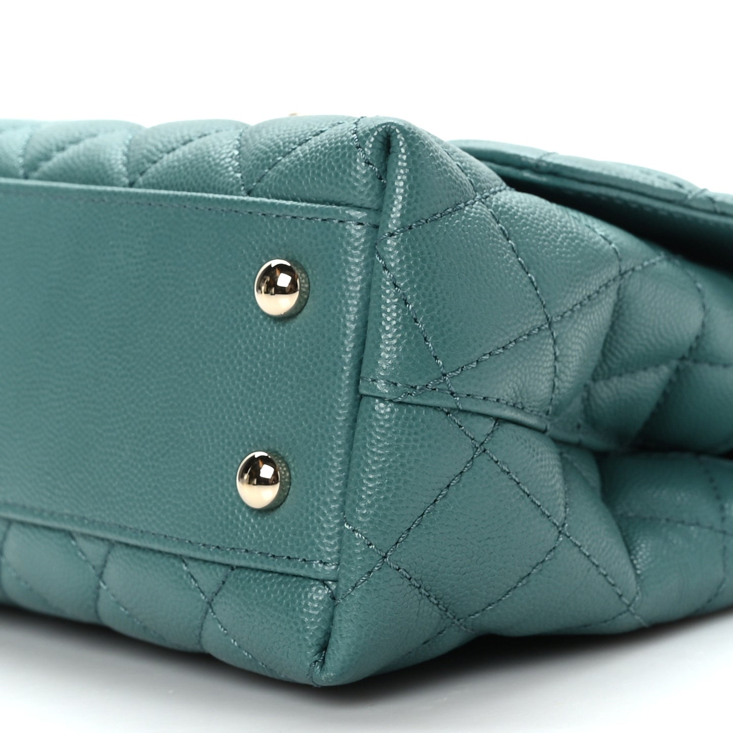 Caviar Quilted Lizard Embossed Mini Coco Handle Flap Green