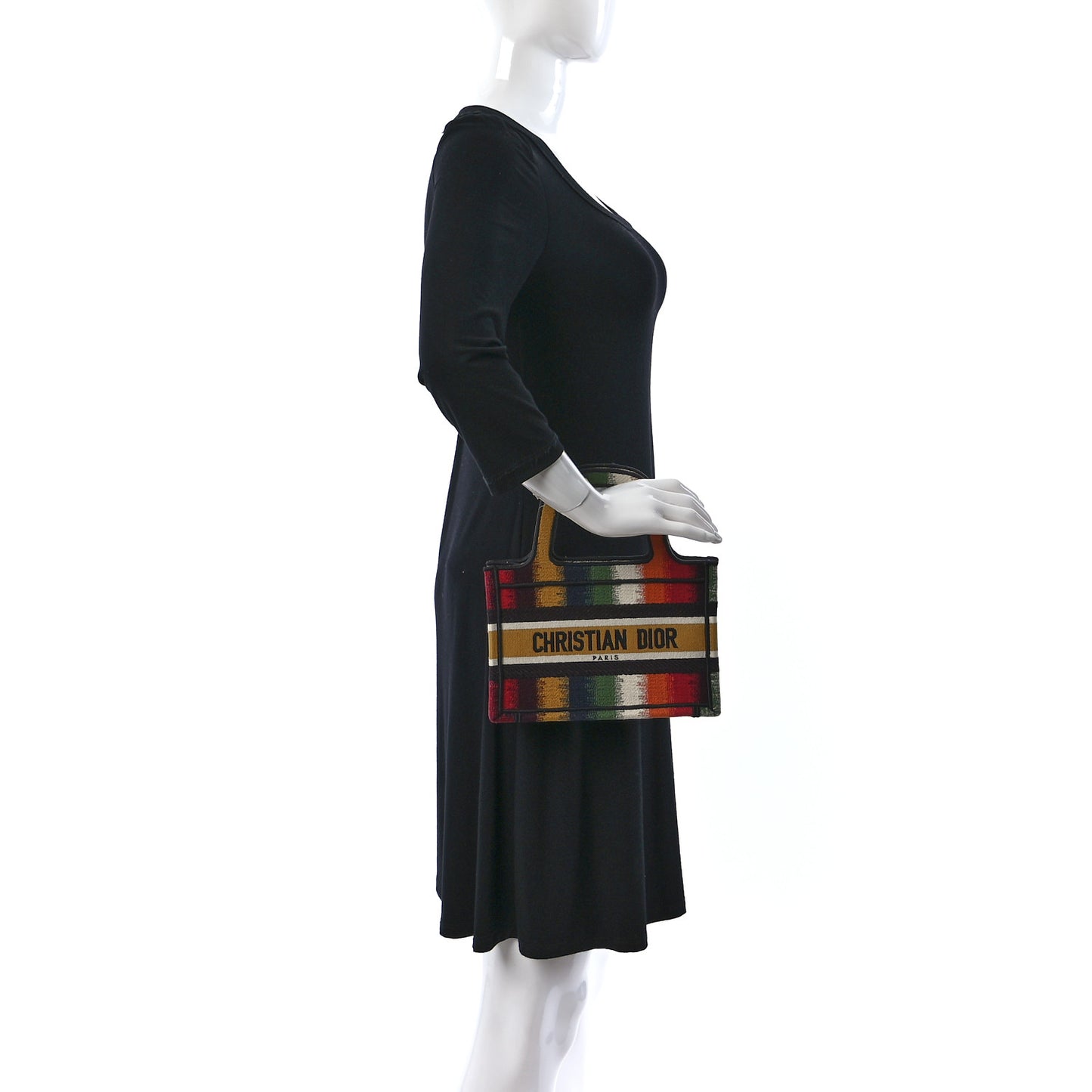 Canvas Embroidered Mini Striped Book Tote Multicolor